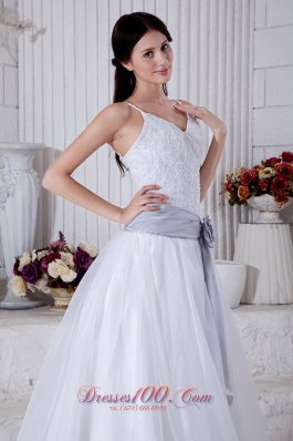 Straps Princess Organza Bridal Wedding Dress Court Train Sashes