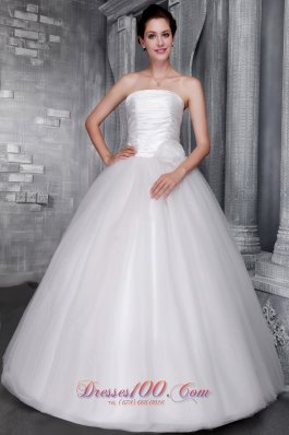 Strapless Hand Made Flower Bridal Gown Princess Floor-length