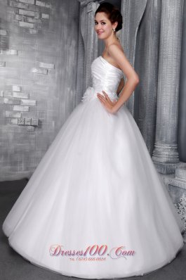 Strapless Hand Made Flower Bridal Gown Princess Floor-length