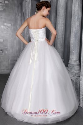 Strapless Hand Made Flower Bridal Gown Princess Floor-length