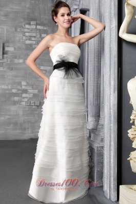 Belt Organza Ruffles Floor-length Bridal Wedding Dress Strapless