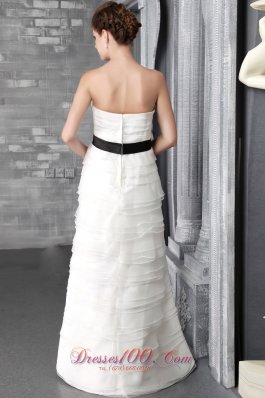 Belt Organza Ruffles Floor-length Bridal Wedding Dress Strapless