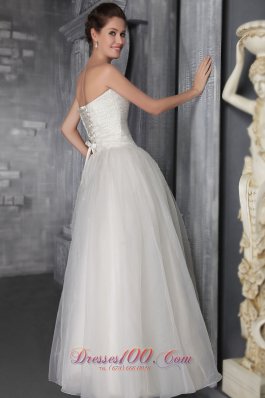 Floor-length Beaded Wedding Dress Strapless Princess Organza