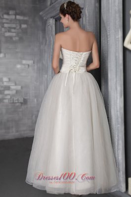 Floor-length Beaded Wedding Dress Strapless Princess Organza