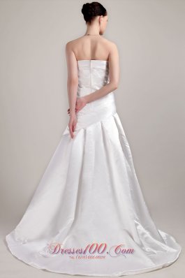 Low Cost Sweetheart A-line Wedding Gown Taffeta Brush Train