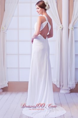 One Shoulder Empire Bridal Dress Chiffon Court Train Beading