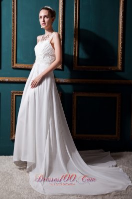 Low Price Court Train Chiffon Wedding Dress Empire Straps