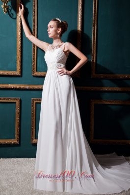 Low Price Court Train Chiffon Wedding Dress Empire Straps