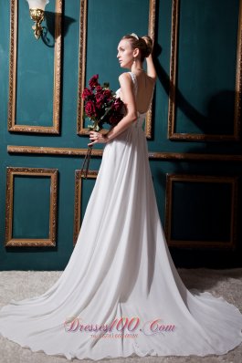 Low Price Court Train Chiffon Wedding Dress Empire Straps