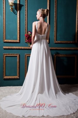 Low Price Court Train Chiffon Wedding Dress Empire Straps