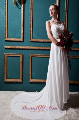 Low Price Court Train Chiffon Wedding Dress Empire Straps