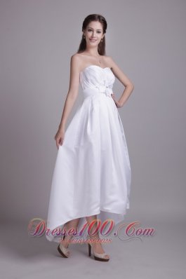 Ankle-length Handle-made Flower Bridal Wedding Dress Strapless