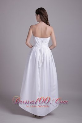 Ankle-length Handle-made Flower Bridal Wedding Dress Strapless