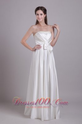 Taffeta Strapless Wedding Bridal Gown Beading and Bowknot