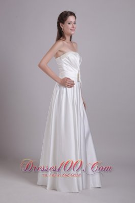 Taffeta Strapless Wedding Bridal Gown Beading and Bowknot