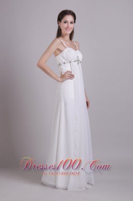 Spaghetti Straps Wedding Dress Chiffon Empire Beading