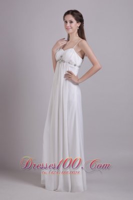 Spaghetti Straps Wedding Dress Chiffon Empire Beading