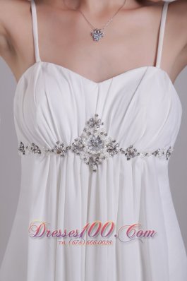 Spaghetti Straps Wedding Dress Chiffon Empire Beading