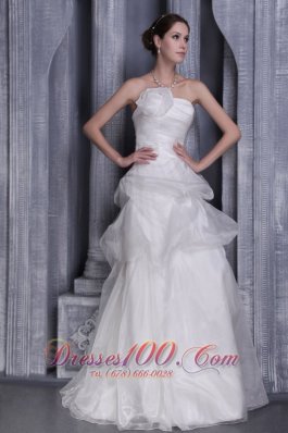 Organza and Taffeta Handle Flower Wedding Bridal Dress Strapless