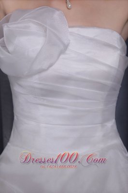 Organza and Taffeta Handle Flower Wedding Bridal Dress Strapless