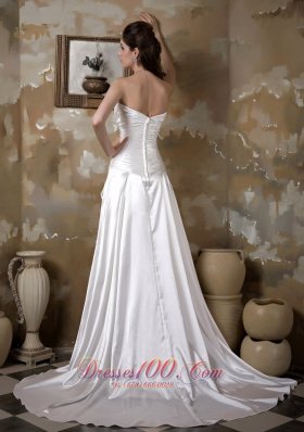 Sweetheart Elastic Wove Satin Court Train Appliques Wedding Gown