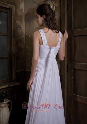 Taffeta and Chiffon Pleated Bridal Dress V-neck Watteau Train