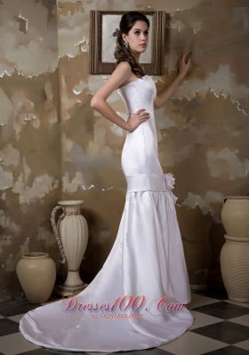 Satin Court Train Mermaid Bridal Wedding Dress Strapless