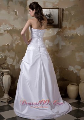 Strapless Taffeta Bridal Wedding Gown With Hand Made Flower