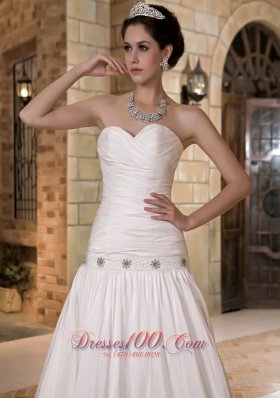 Princess Sweetheart Floor-length Wedding Dress Taffeta Beading