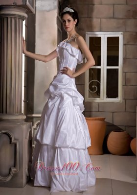 Princess Strapless Bridal Wedding Dress Taffeta Pick-ups