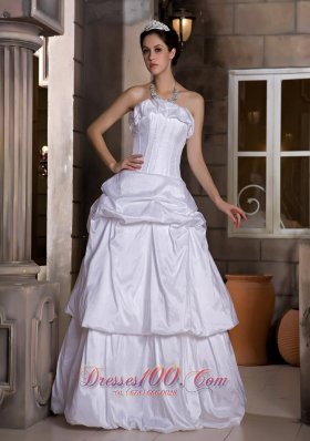 Princess Strapless Bridal Wedding Dress Taffeta Pick-ups