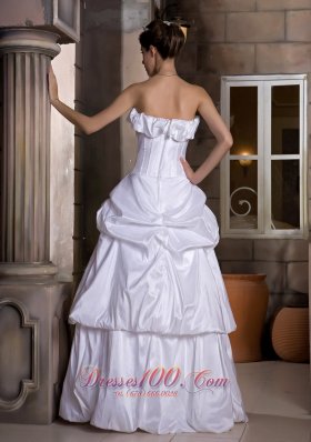 Princess Strapless Bridal Wedding Dress Taffeta Pick-ups