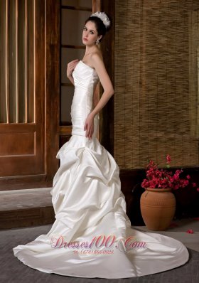 Mermaid Chapel Train Bridal Gown Beading and Ruch Taffeta