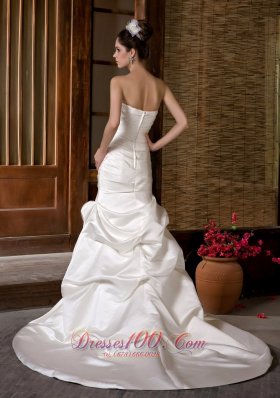 Mermaid Chapel Train Bridal Gown Beading and Ruch Taffeta