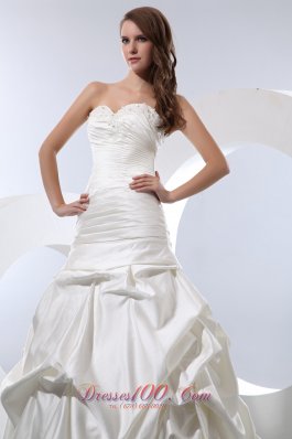 Court Train Sweetheart Bridal Wedding Dress Beading and Pick-ups