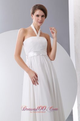 Halter Top Straps Chiffon Wedding Gown Floor-length Empire