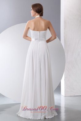 Halter Top Straps Chiffon Wedding Gown Floor-length Empire