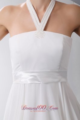 Halter Top Straps Chiffon Wedding Gown Floor-length Empire