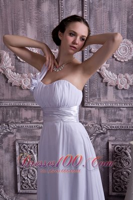 Chiffon Wedding Dress One Shoulder Empire Court Train Ruch