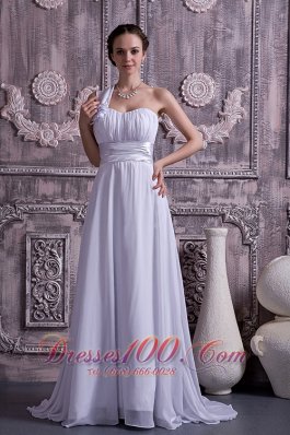 Chiffon Wedding Dress One Shoulder Empire Court Train Ruch