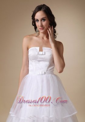 Satin and Organza Layers Bridal Dress Strapless A-line