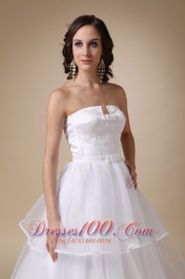Satin and Organza Layers Bridal Dress Strapless A-line