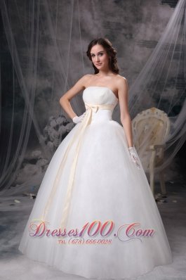 Organza and Taffeta Strapless Ball Gown Wedding Dress Bows