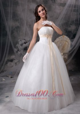 Organza and Taffeta Strapless Ball Gown Wedding Dress Bows