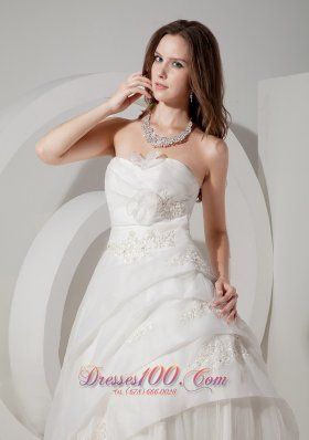 Sweetheart Appliques A-line Bridal Gown Court Train Organza