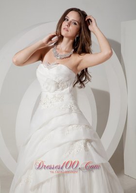 Sweetheart Appliques A-line Bridal Gown Court Train Organza