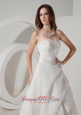 Sweetheart Appliques A-line Bridal Gown Court Train Organza