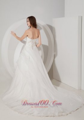 Sweetheart Appliques A-line Bridal Gown Court Train Organza