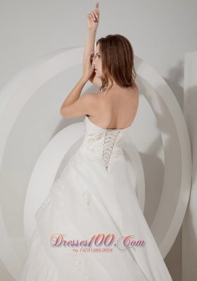 Sweetheart Appliques A-line Bridal Gown Court Train Organza