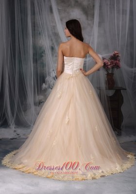 Champagne Sweetheart Bridal Wedding Dress Embroidery